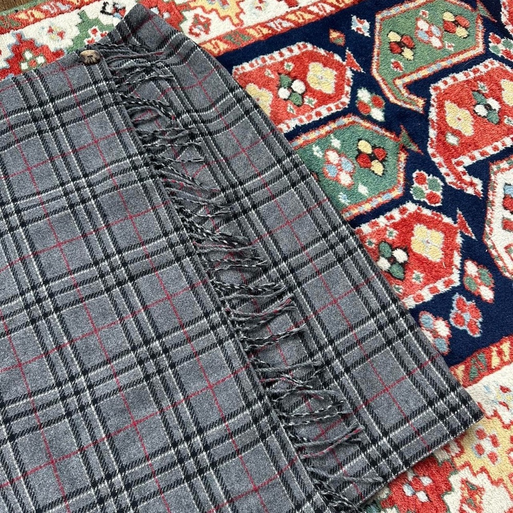 sag harbor 90s tartan fringe wrap skirt - Picture 2 of 7